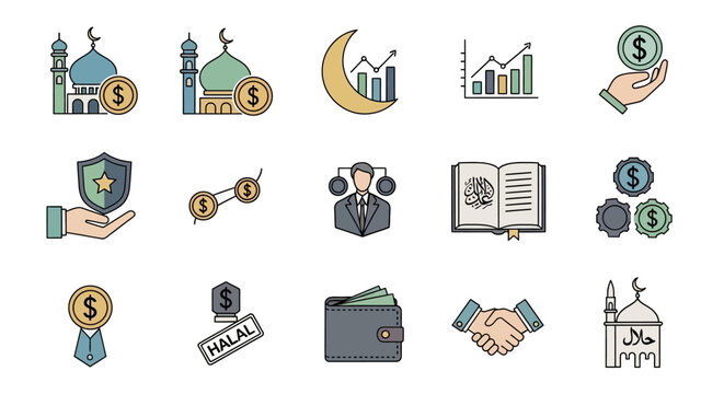 Islamic Finance and Business Icons Collection.