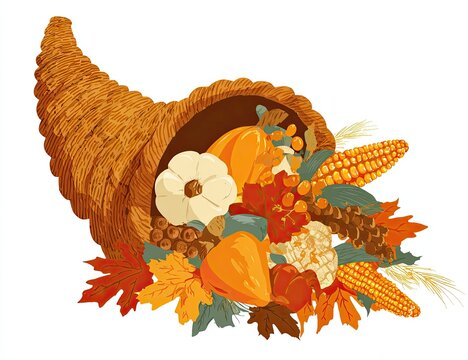 A woven cornucopia overflowing with fall harvest bounty