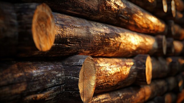 Stacked wooden logs texture background