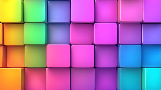 Colorful cube 3D geometric abstract vibrant gradient minimal isometric grid modern digital art playful cheerful seamless pattern creative design