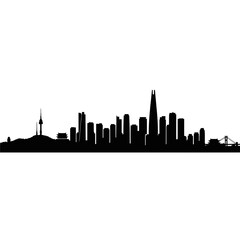 Obraz premium Seoul Skyline Silhouette - Modern Cityscape with Namsan Tower and Lotte World Tower