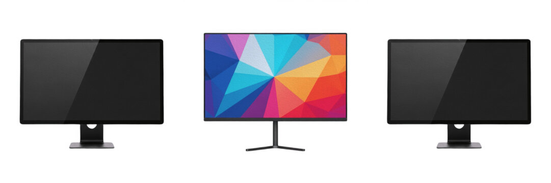 Modern Slim LED Smart TV Screen Isolated Transparent PNG Set