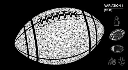 Geometric Football Illustration with Polygonal Mesh Design. © Abdur