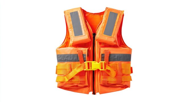Bright orange safety vest with reflective strips and adjustable straps