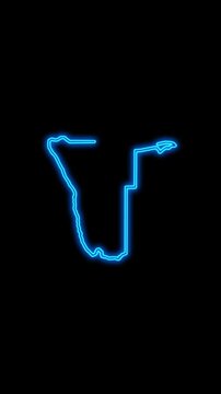 Mobile Vertical Resolution, 2160x3840 Pixels, Namibia Country Map Neon Lights, Abstract Namibia Neon Lights Map Opener Suitable for Politics, Elections and News 