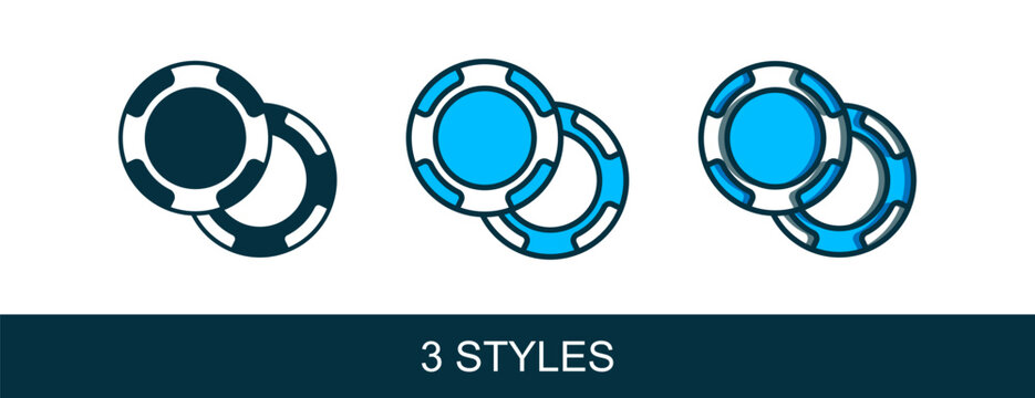 Filled outline Casino chips icon isolated on white background. Casino gambling. Vector