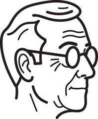 Fototapeta premium Simple Vector Line Art Illustration of an Older Man's Head in Profile View