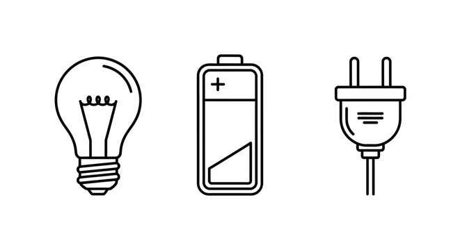 Electricity power battery light bulb plug.