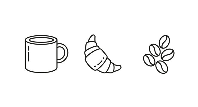 Coffee Cup Croissant and Coffee Beans.