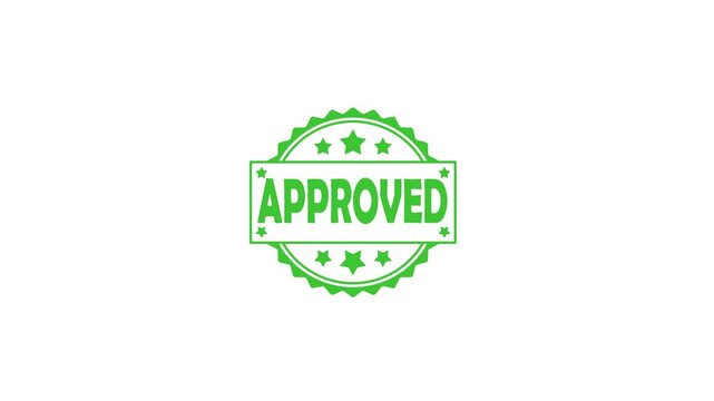 Green approved badge seal animation alpha channel 4k video, premium approval emblem motion graphic transparent background business success verification loop