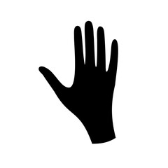 Obraz premium Black silhouette of a human hand showing four fingers raised upward