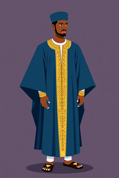 Stylish Agbada Boubou: A Cultural Celebration in Flat Design