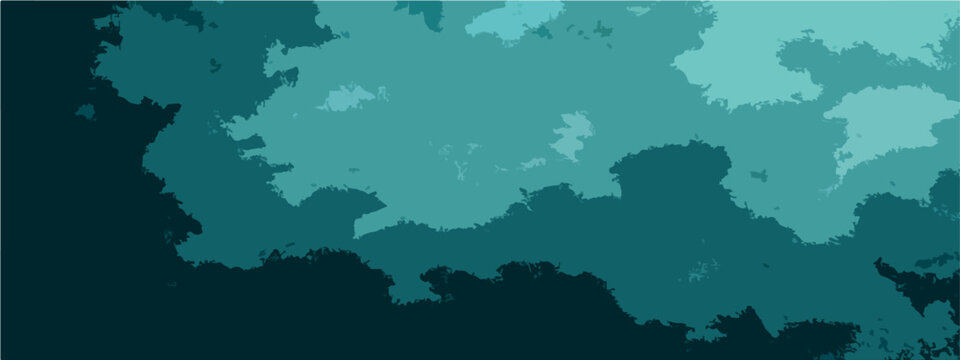 Vector An artistic abstraction of a serene cloudscape, rendered in tranquil shades of teal, embodies the calmness.