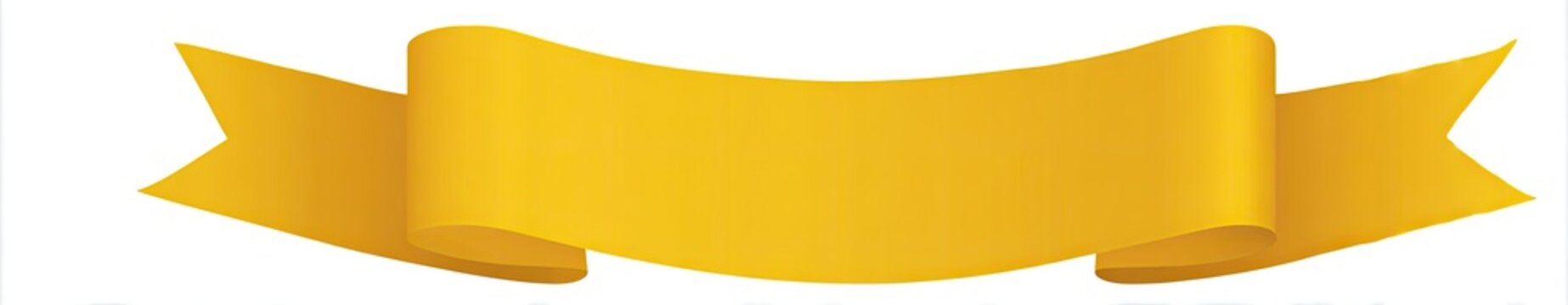 A golden ribbon banner, unfurled and curved, with split ends