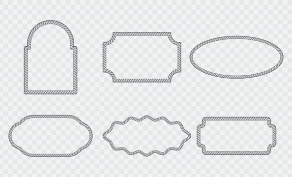 hand drawn rope frame set Wavy curvy trendy border, rope Doodle set