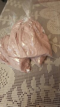 Red Corn Pinole Flour Bag on a Tablecloth