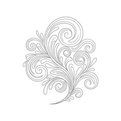 Fototapeta premium Elegant Floral Swirl Ornament Line Art Design