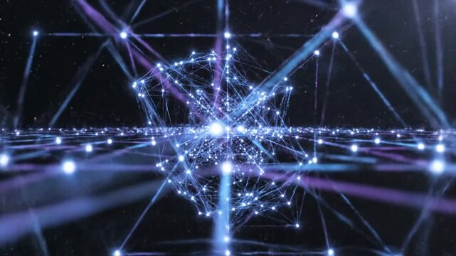 Abstract glowing network connections in space.