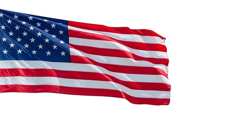 Obraz premium Waving American flag against a white background symbolizing patriotism and freedom