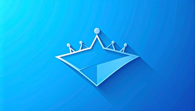 3D crown icon with paper plane design on vibrant blue gradient background