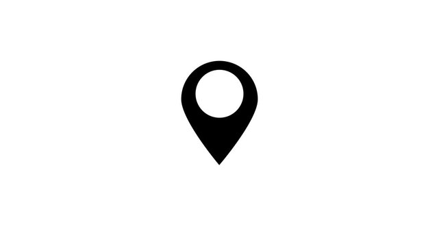 Location map pointer icon symbols loop animation on white background. Country GPS location tracking icon.