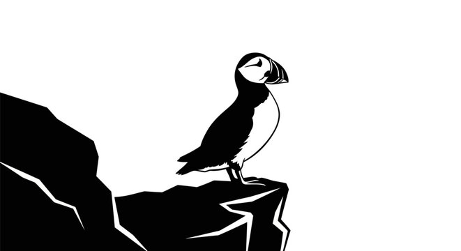 A puffin standing on a cliff.
