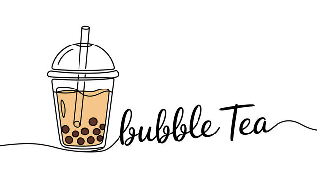 Bubble tea in a plastic cup with a straw and lid illustration