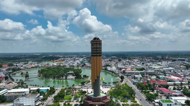 Aerial view of Roi et tower in Roi et province, Thailand.