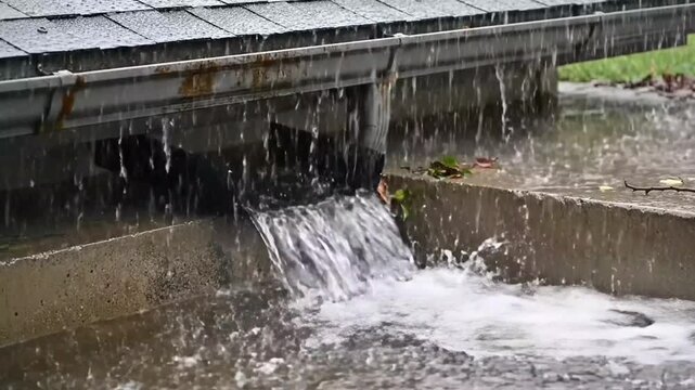 Capturing the dynamic flow of rainwater cascading from a street gutter into