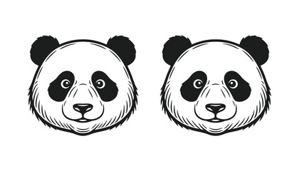 Stylized panda bear head portrait icon in line and solid black styles for animal conservation or cute mascot branding vector graphic © Meghna