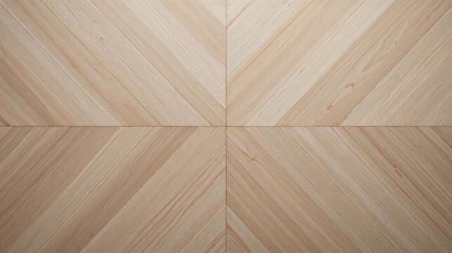 Modern light ash wood parquet in a symmetrical herringbone pattern design.