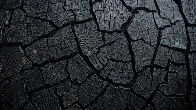 Traditional Japanese Yakisugi charred black wood texture with deep burnt patterns.