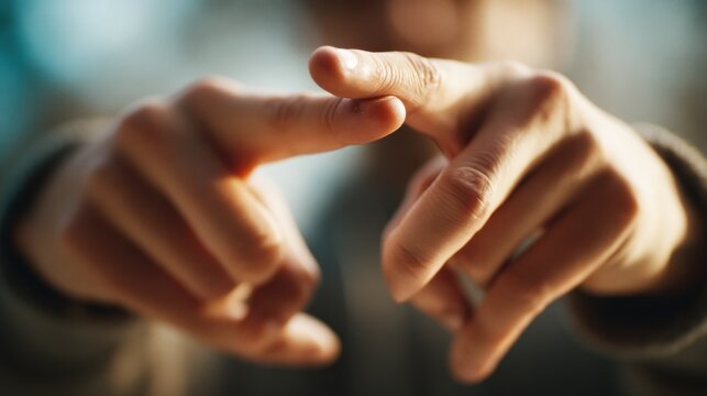 Hands pointing forward with transparent