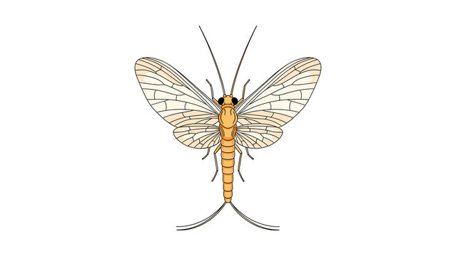 Delicate mayfly insect isolated on white background