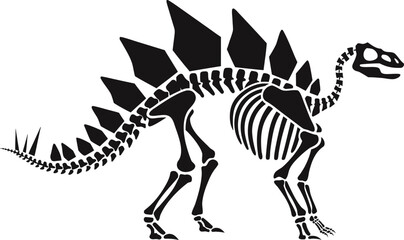 stegosaurus dinosaur skeleton flat design vector illustration