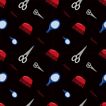 Barbershop pattern. barber tools seamless pattern. doodle barber equipment seamless pattern background