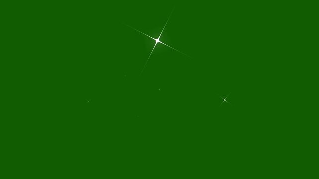 Glowing glitter burst sparkle effect, fairy dust sparkle motion, twinkling glitter stars motion graphics on green background. Effect glitter stars sheet for motion design. 4k video