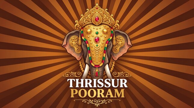 Decorated Elephant and Thrissur Pooram Festival Banner