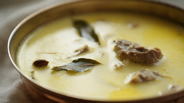 Authentic regional dish featuring tender mutton pieces in a light, yogurt‑based gravy, infused with local herbs like mint, coriander, and fennel