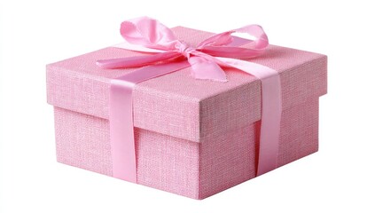 Fototapeta premium A charming pink square box with a satin ribbon bow, perfect for gifting