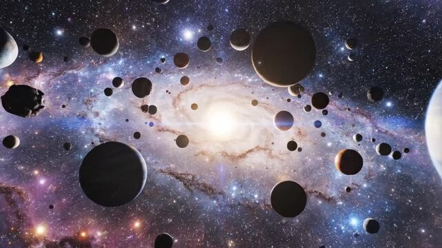 A vibrant galaxy with numerous celestial bodies.