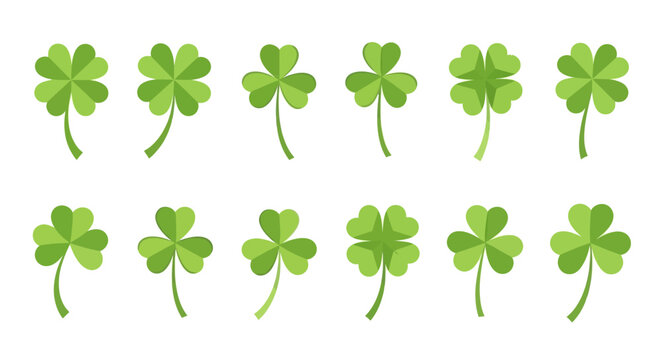 Watercolor green four leaf clover pattern design isolated on white background