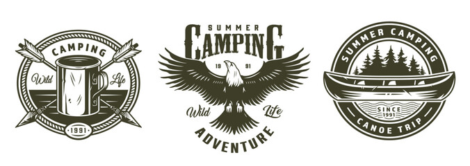 Obraz premium Summer camp logos