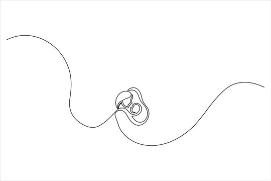Minimalist continuous one-line drawing of a mother embracing her baby. Elegant and modern silhouette art representing motherhood and love.