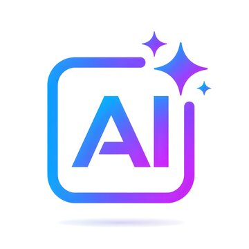 Simple AI letter logo with sparkle, artificial intelligence minimal icon, modern tech branding symbol