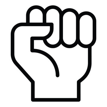 Raised Fist Icon Black Line Art.