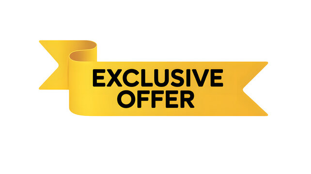 Golden yellow ribbon banner displaying an exclusive offer