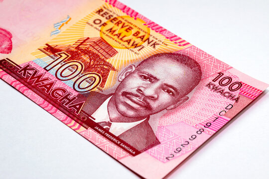100 Malawi Kwacha Banknote featuring James Frederick Sangala. Money of Malawi and Africa.