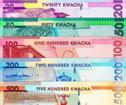 Malawian Kwacha banknotes (MWK) featuring various denominations. Malawi national currency. Money of Africa