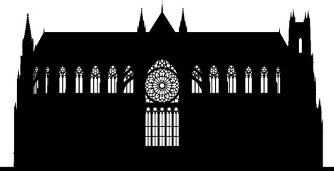 Obraz premium Grand gothic cathedral facade silhouette with rose window